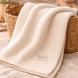 Textured Organic Cotton Baby Blanket – Classic Knit in Neutral Oatmilk